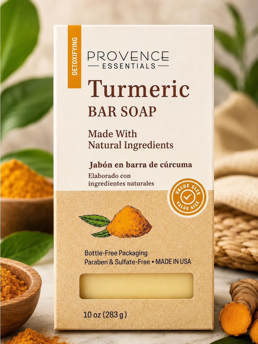 Turmeric Bar Soap - Natural Detoxifying Soap (Cream/Yellow)